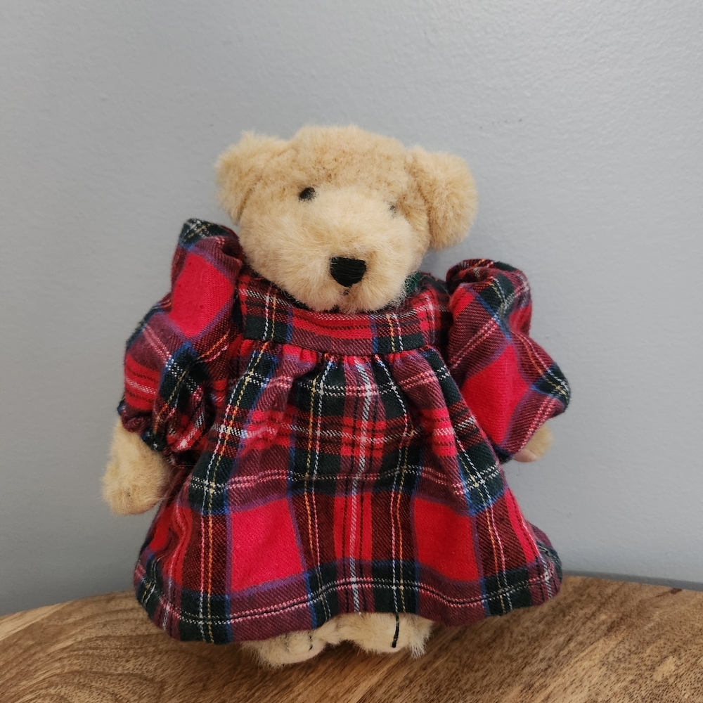 Vintage North American Bear, Co Plaid Dress Teddy Bear 80s